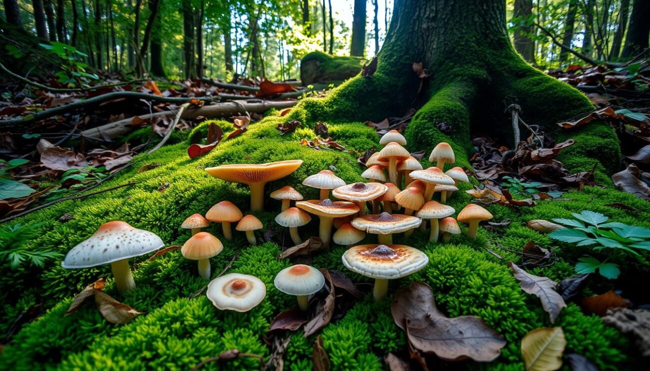 Funghi in un sottobosco