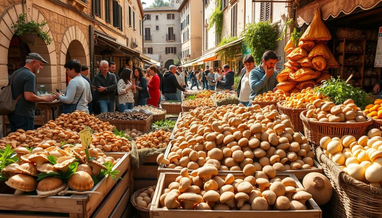 mercato dei funghi porcini