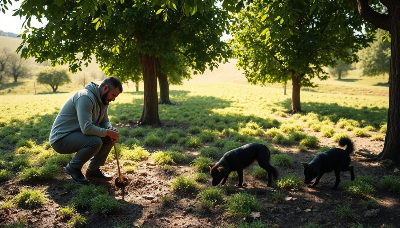 raccolta del tartufo con cani addestrati