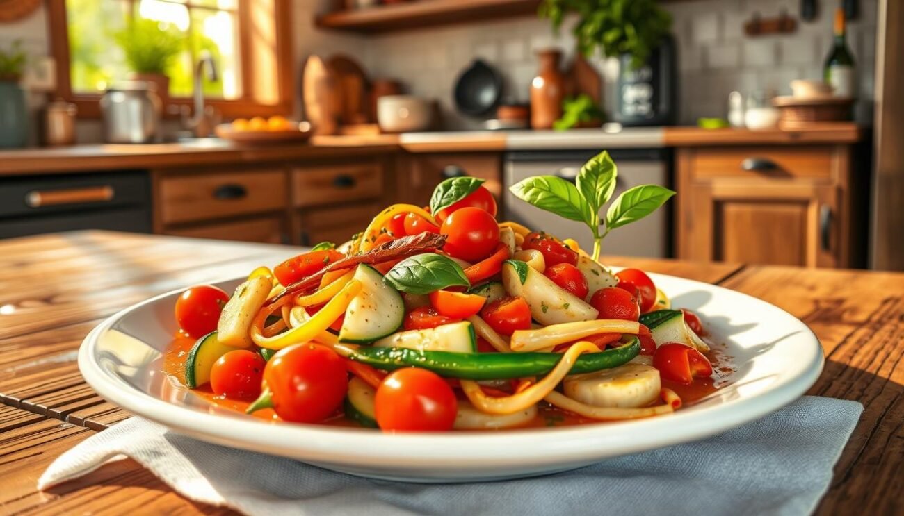 Aglio olio e peperoncino con verdure