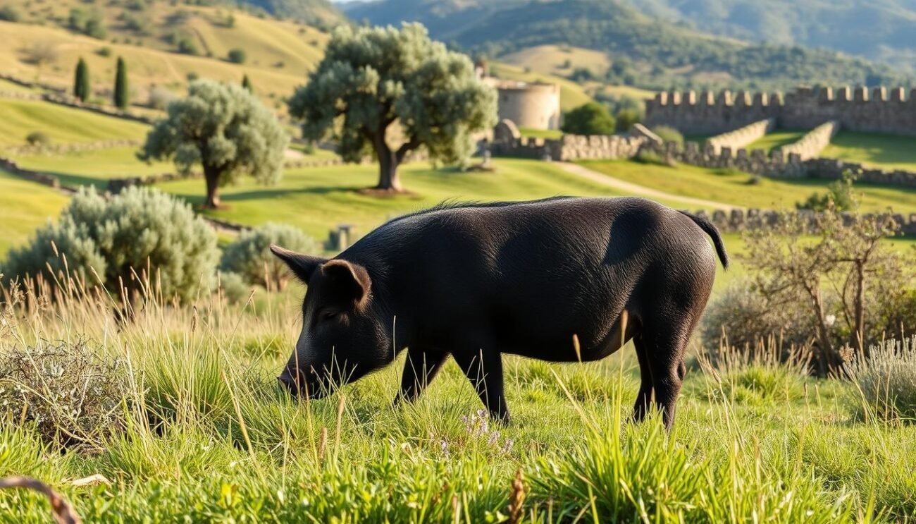 Maiale Nero di Calabria al pascolo