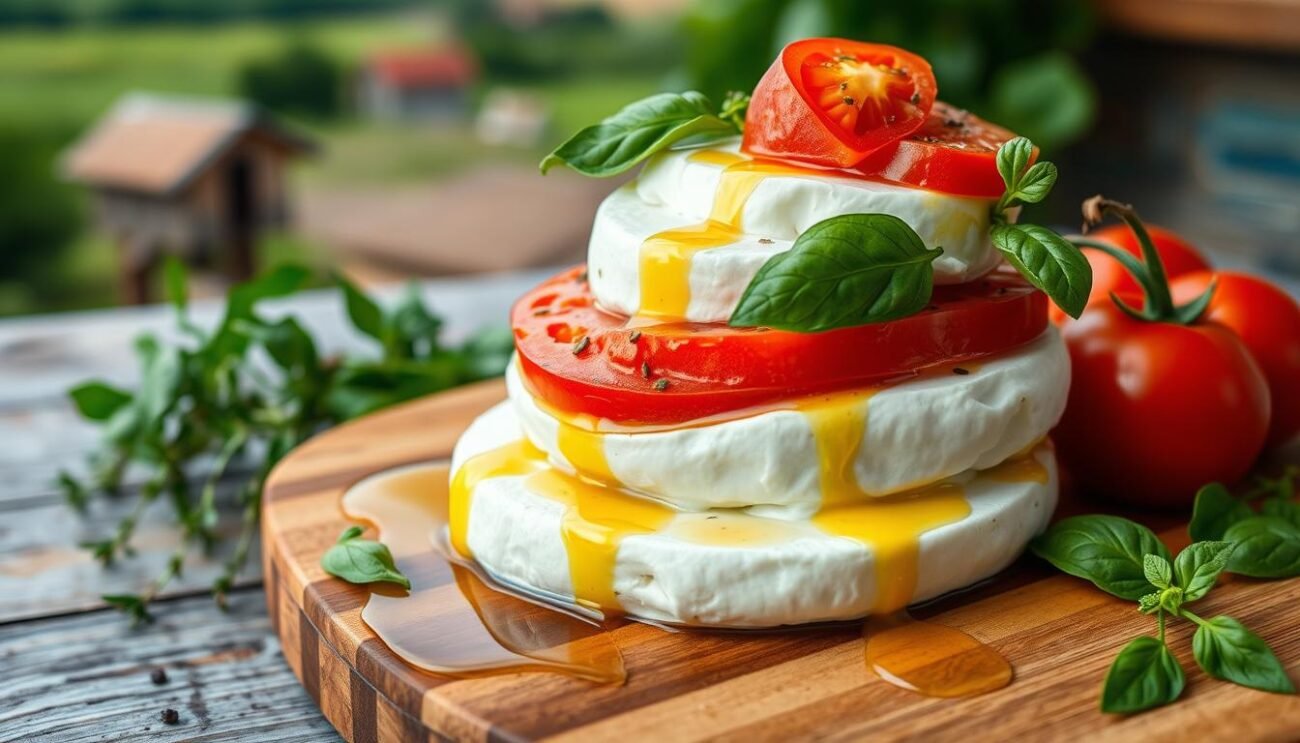 Mozzarella di bufala con pomodori e basilico