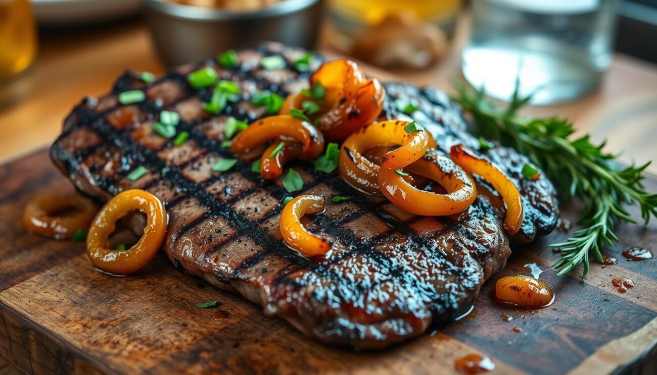 Bistecca di Bisonte con Cipolle Caramellate