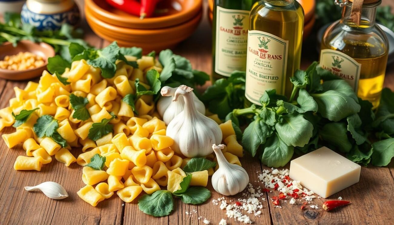 Ingredienti per orecchiette con cime di rapa