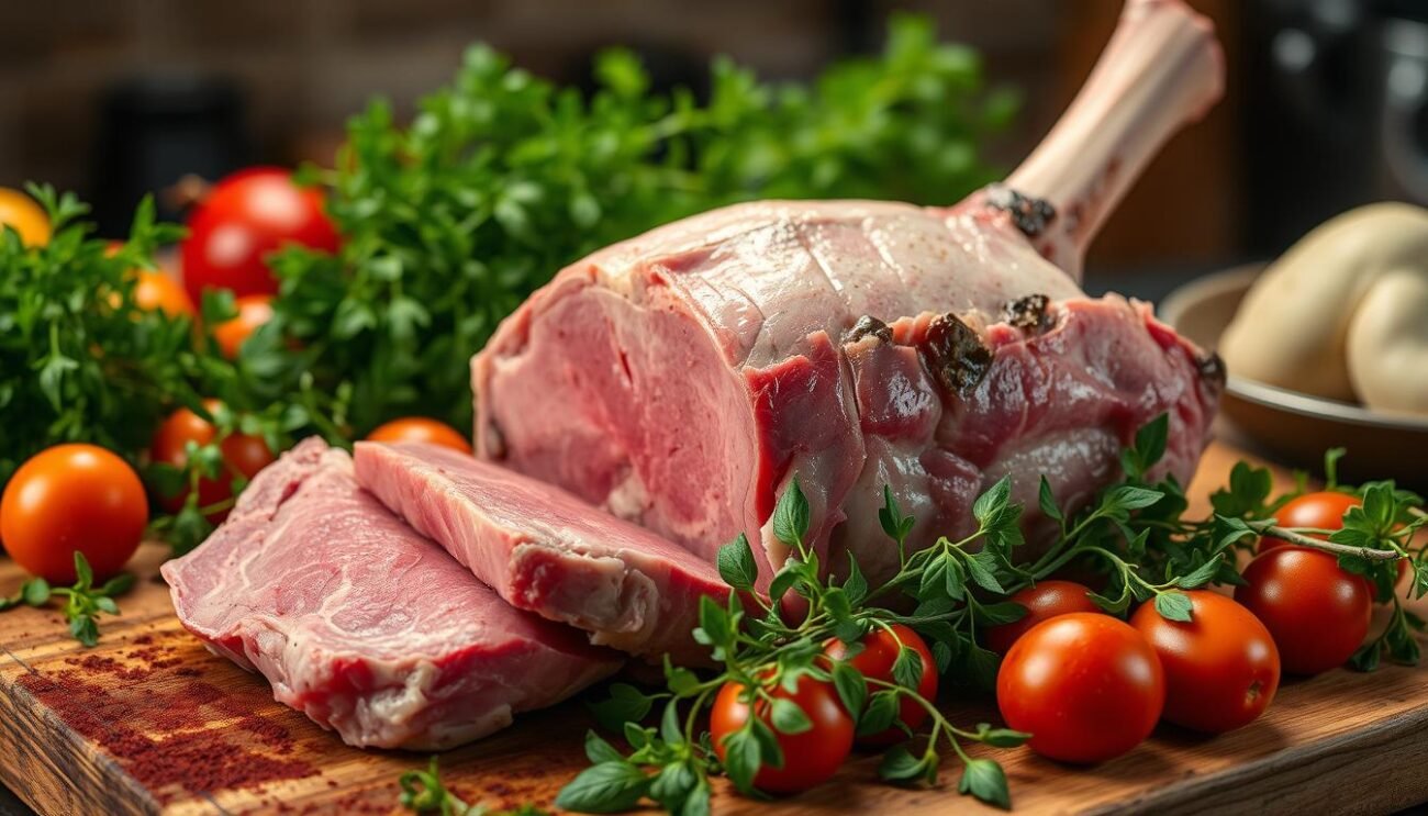 Lombata di Agnello durante la preparazione per Arrosto di Lombata di Agnello