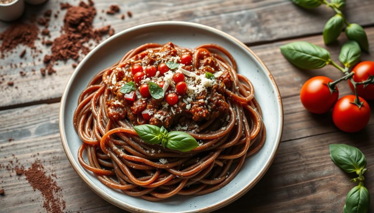 Pasta al cioccolato con ragù dolce