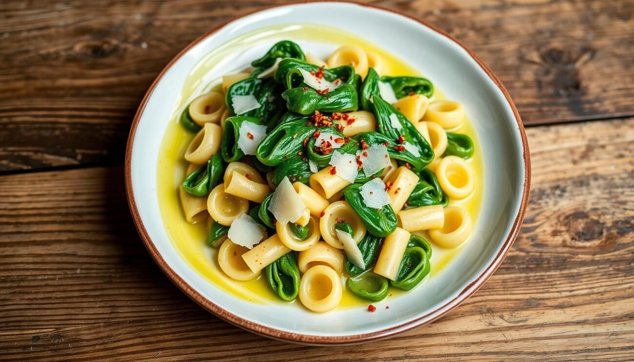 Presentazione orecchiette con cime di rapa