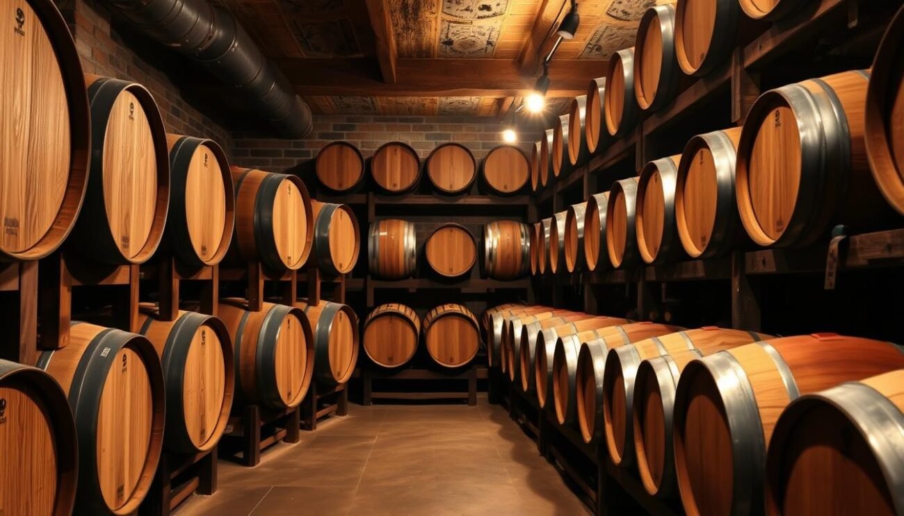 procedimento di affinamento del vino in legno