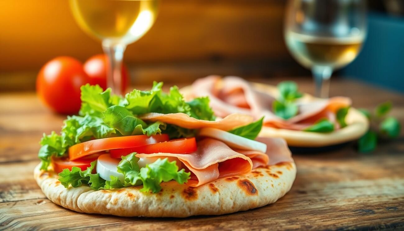 Piadina farcita con ingredienti freschi