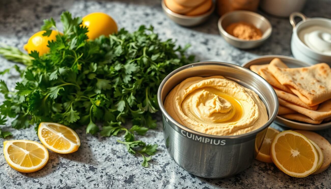 Preparazione hummus con mixer