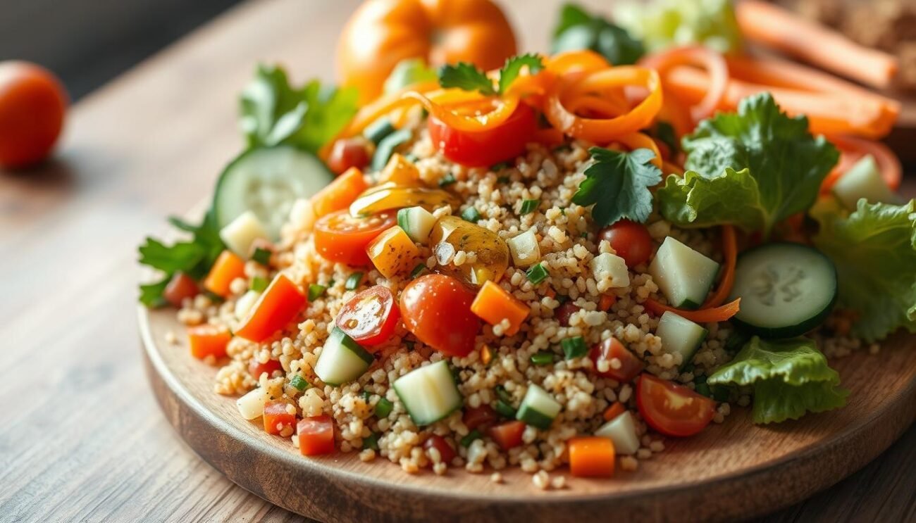 Preparazione insalata di quinoa