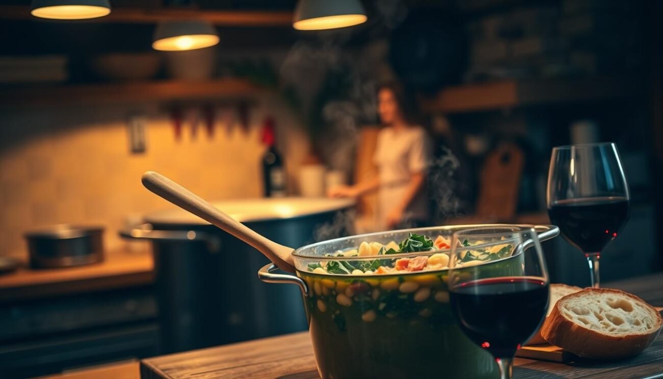 Preparazione zuppa toscana di cavolo nero