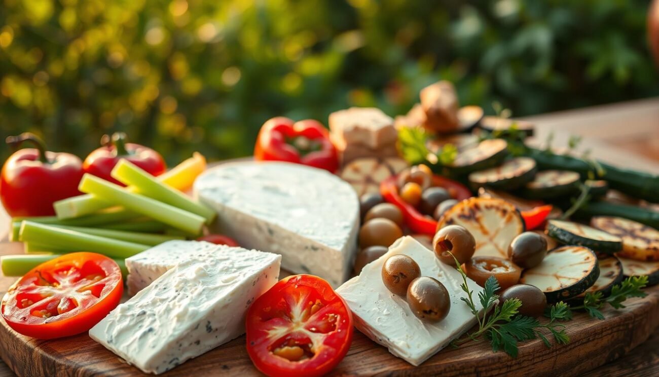 Antipasti con formaggi e verdure