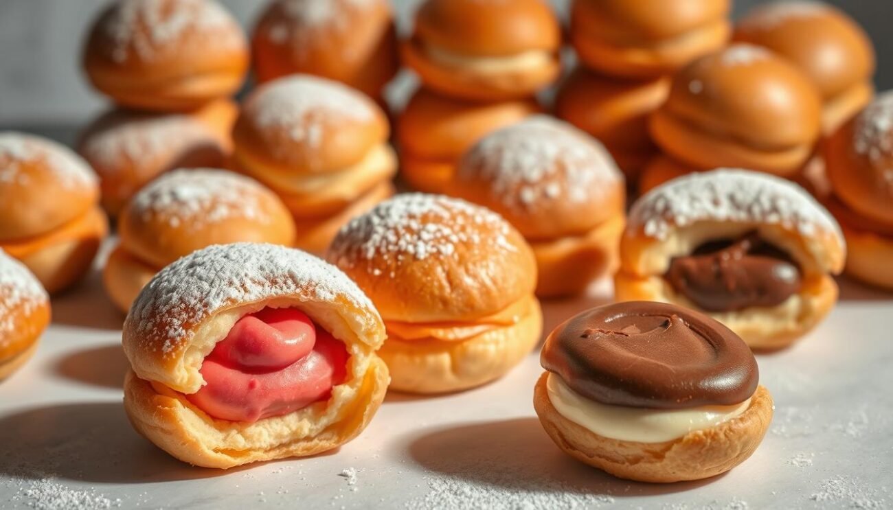Bignè con diverse creme