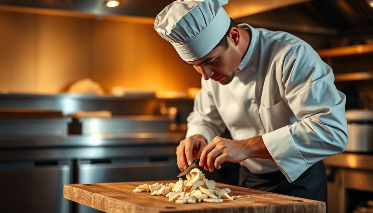 Chef al lavoro con tartufo bianco