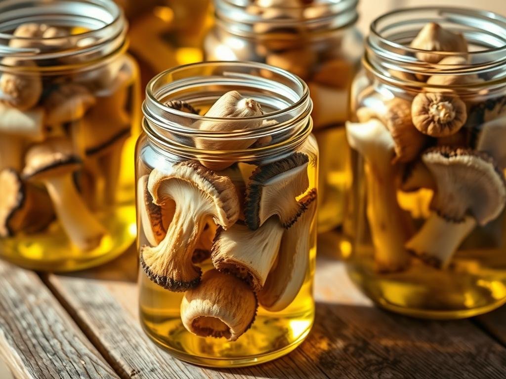Conservazione sicura di funghi sott'olio Conservazione sicura di funghi sott'olio