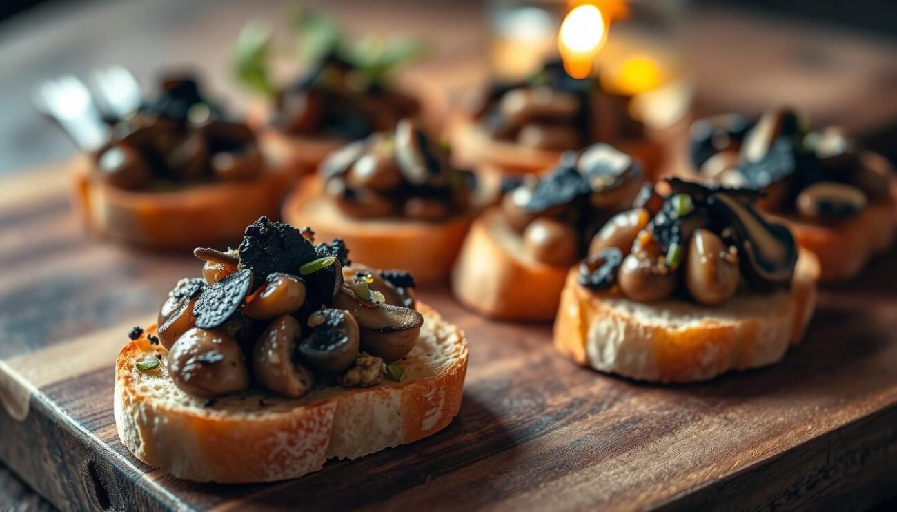 Crostini gourmet con funghi e tartufo