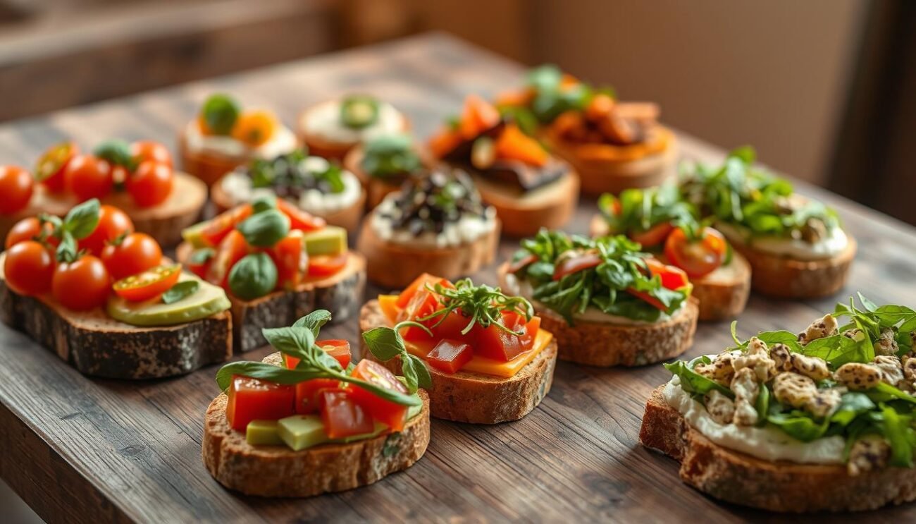 Crostini vegetariani e vegani