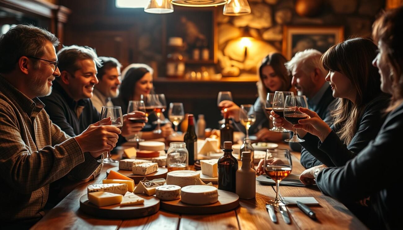 Degustazione di formaggi e distillati