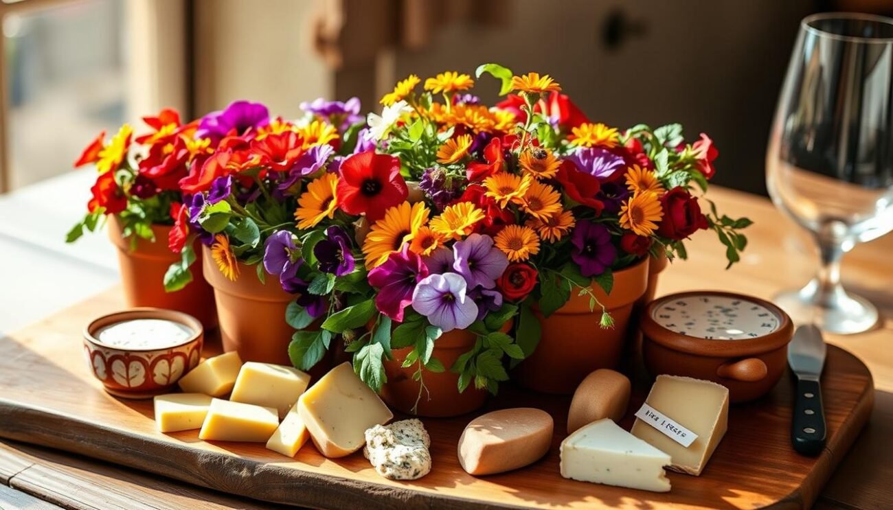 Fiori edibili e formaggi per eventi speciali