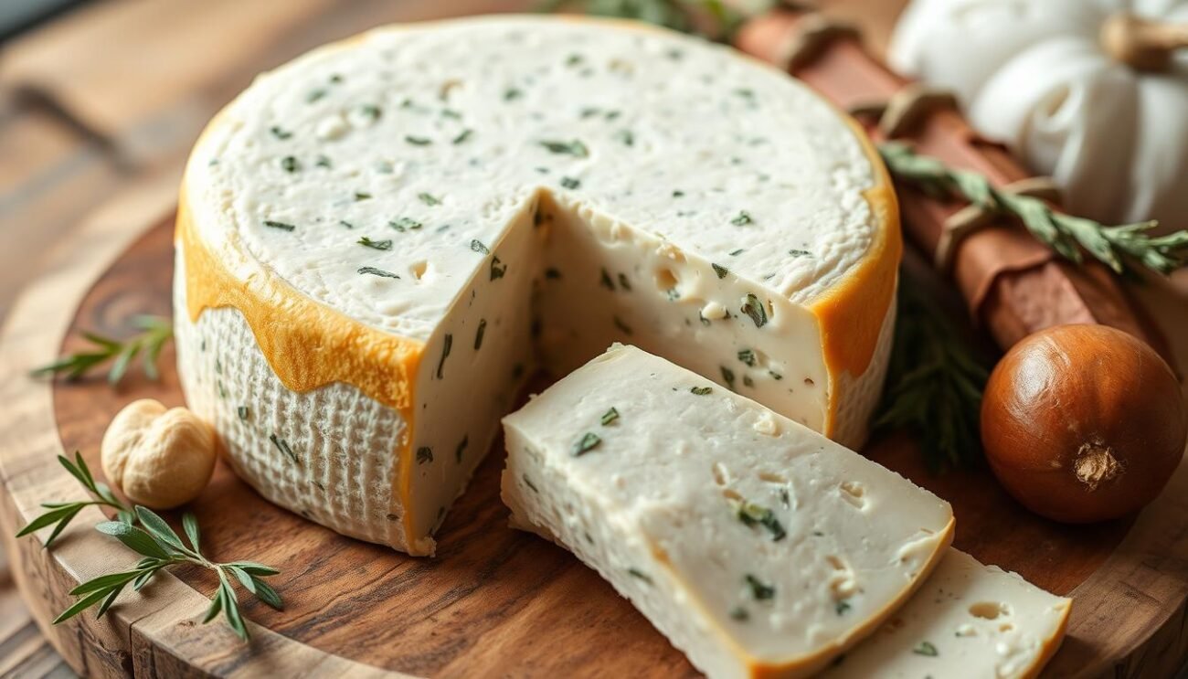 Formaggio vegano con ingredienti naturali