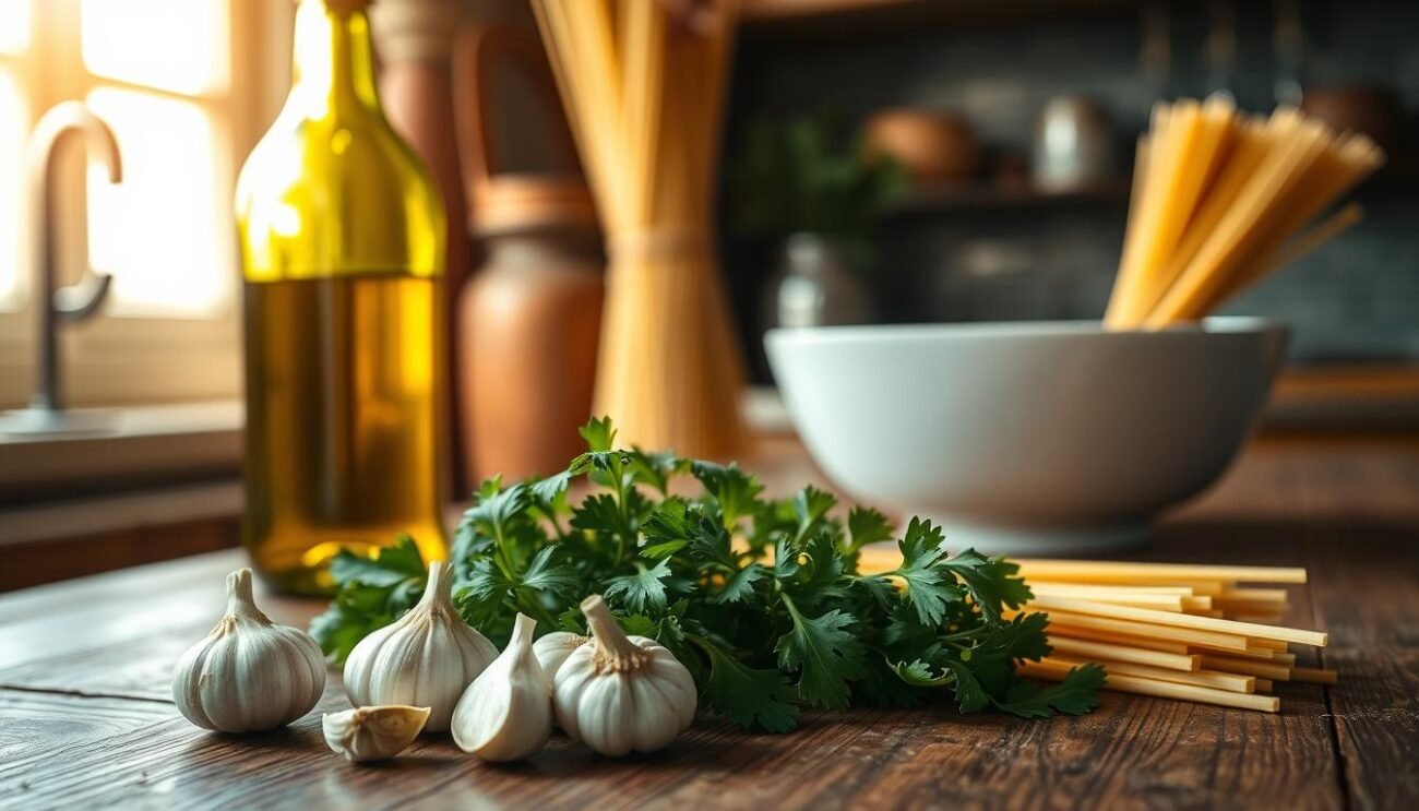 Ingredienti per spaghetti aglio e olio