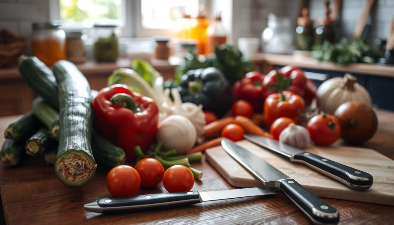 Preparazione verdure per torta salata