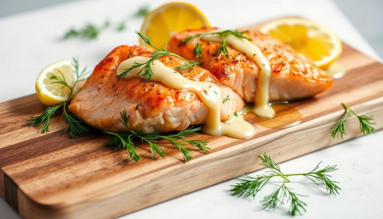 Presentazione elegante di salmone al forno Presentazione elegante di salmone al forno