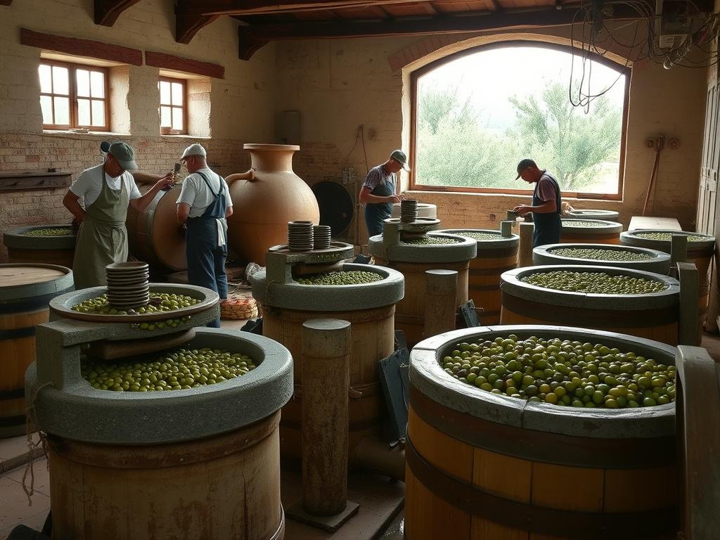 Processo di gramolatura olive