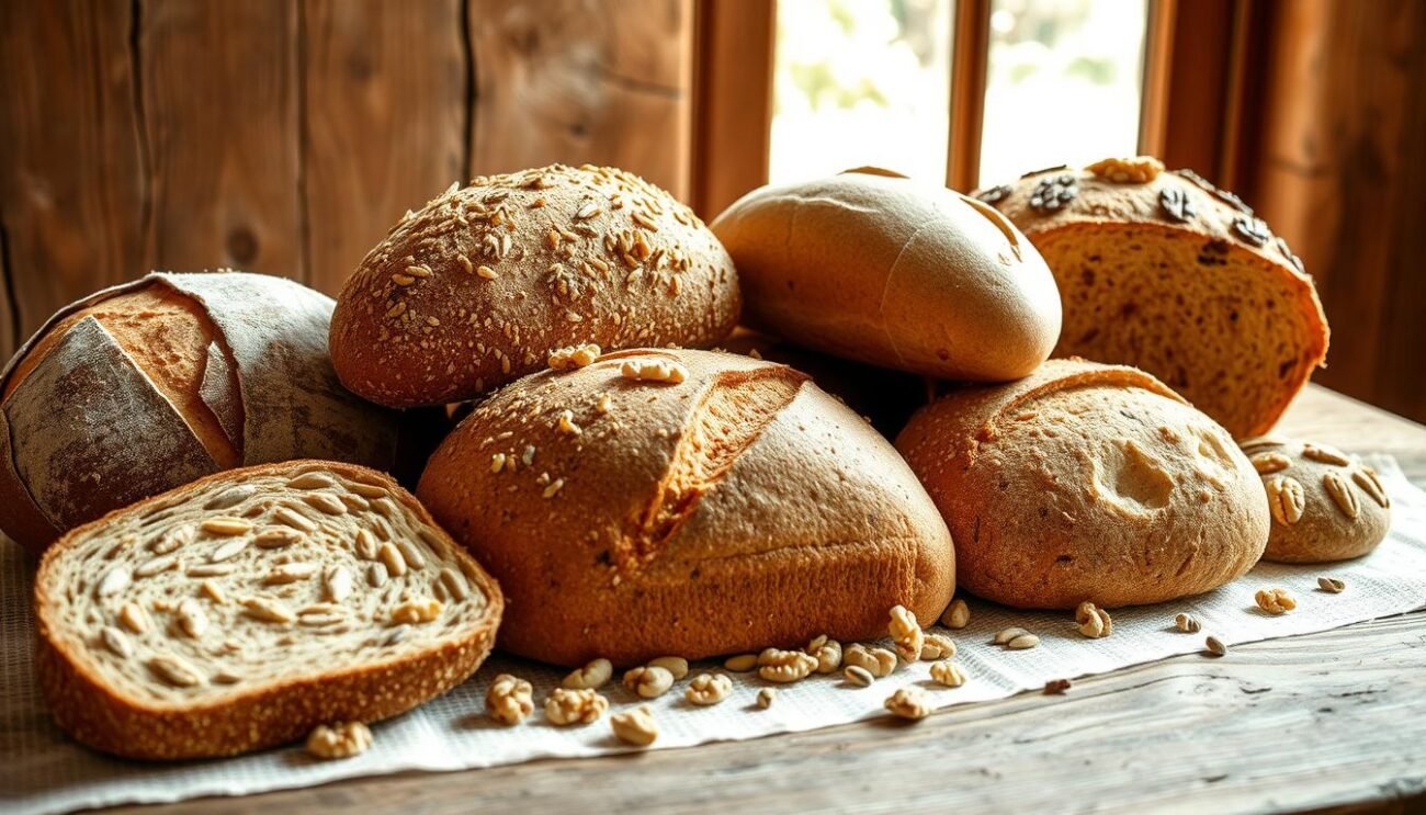 Varianti di pane integrale con noci e semi