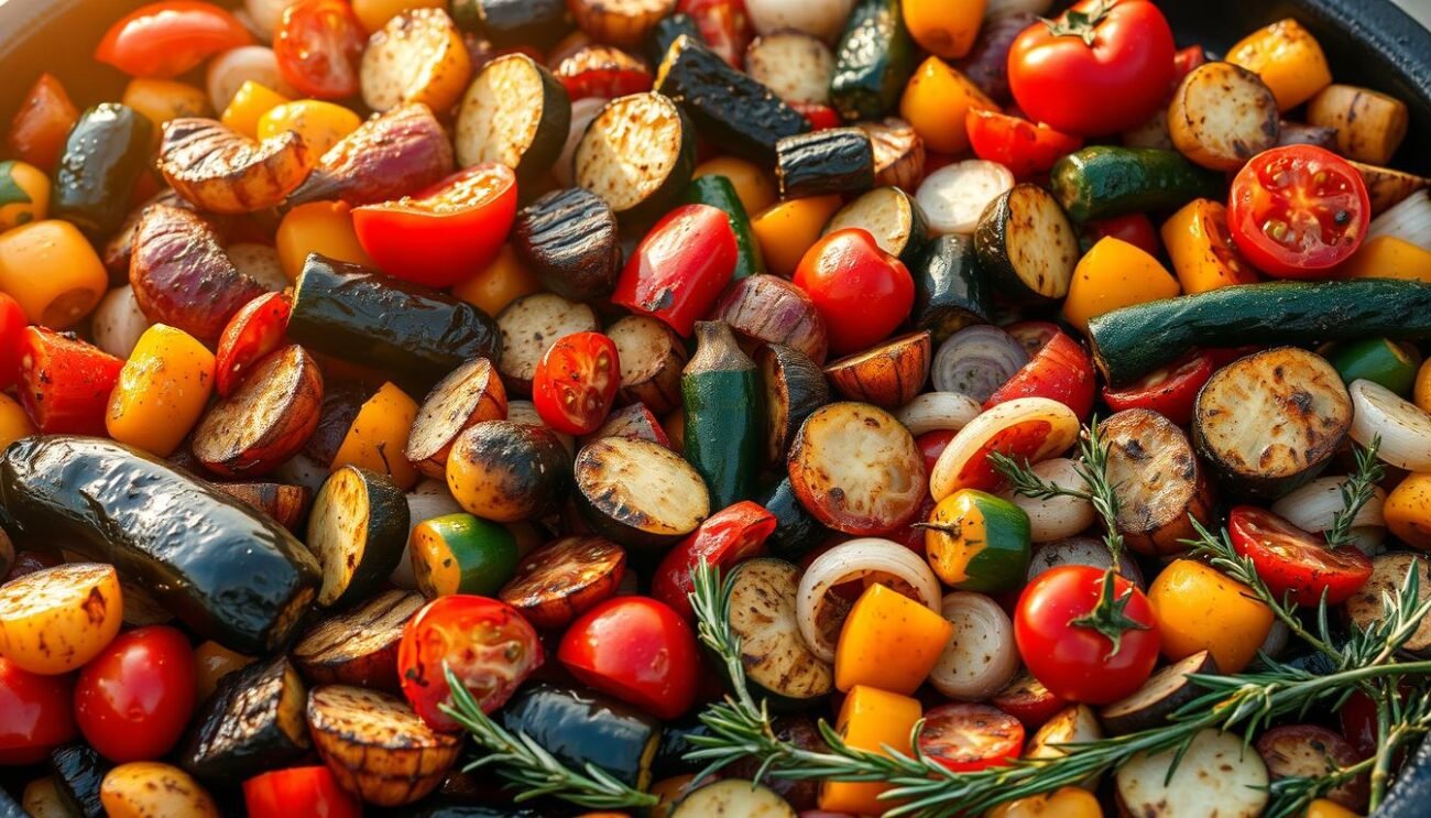 Verdure grigliate colorate