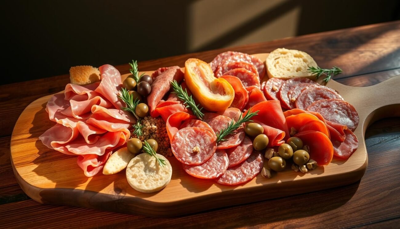preparazione tagliere salumi