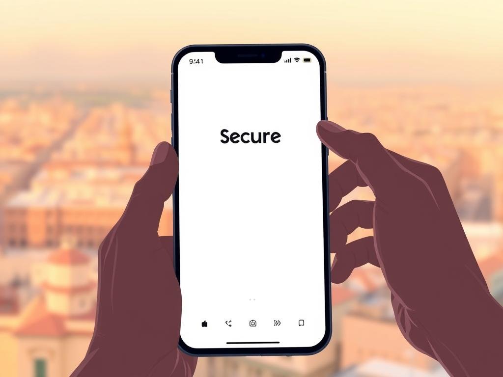 A serene digital illustration showcasing a secure online shopping experience. In the foreground, a hand holds a mobile device, the screen displaying a streamlined e-commerce interface with clean typography and intuitive user controls. The middle ground features a subtly patterned background, evoking the aesthetics of traditional Italian craftsmanship. In the background, a warm, soft-focus cityscape emerges, hinting at the bustling urban landscape of Italy. The lighting is gentle, creating a sense of tranquility and trust. The overall mood is one of simplicity, reliability, and the seamless integration of technology with the rich cultural heritage of the region. A serene digital illustration showcasing a secure online shopping experience. In the foreground, a hand holds a mobile device, the screen displaying a streamlined e-commerce interface with clean typography and intuitive user controls. The middle ground features a subtly patterned background, evoking the aesthetics of traditional Italian craftsmanship. In the background, a warm, soft-focus cityscape emerges, hinting at the bustling urban landscape of Italy. The lighting is gentle, creating a sense of tranquility and trust. The overall mood is one of simplicity, reliability, and the seamless integration of technology with the rich cultural heritage of the region.