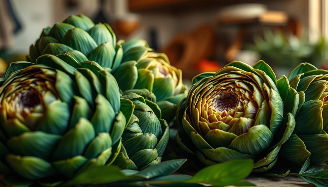 A vibrant still life of freshly harvested artichokes, their verdant leaves and tender hearts glistening under the soft, diffused lighting. The artichokes are arranged in the foreground, their intricate textures and patterns capturing the eye, while the background features a warm, inviting kitchen setting, hinting at the delicious pasta dish to come. The composition is balanced and visually appealing, with a depth of field that draws the viewer's attention to the star of the scene - the fresh, high-quality artichokes, ready to be transformed into a flavorful and comforting pasta dish. A vibrant still life of freshly harvested artichokes, their verdant leaves and tender hearts glistening under the soft, diffused lighting. The artichokes are arranged in the foreground, their intricate textures and patterns capturing the eye, while the background features a warm, inviting kitchen setting, hinting at the delicious pasta dish to come. The composition is balanced and visually appealing, with a depth of field that draws the viewer's attention to the star of the scene - the fresh, high-quality artichokes, ready to be transformed into a flavorful and comforting pasta dish.