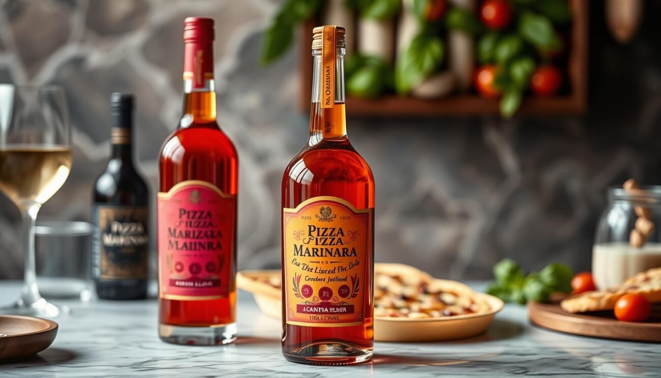 Genera un'immagine del liquore alla Pizza Marinara di Alma De Lux Genera un'immagine del liquore alla Pizza Marinara di Alma De Lux