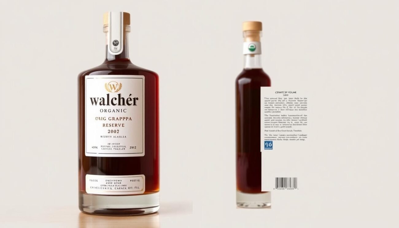 Genera un'immagine della Grappa Biologica Riserva Walcher 40% vol.