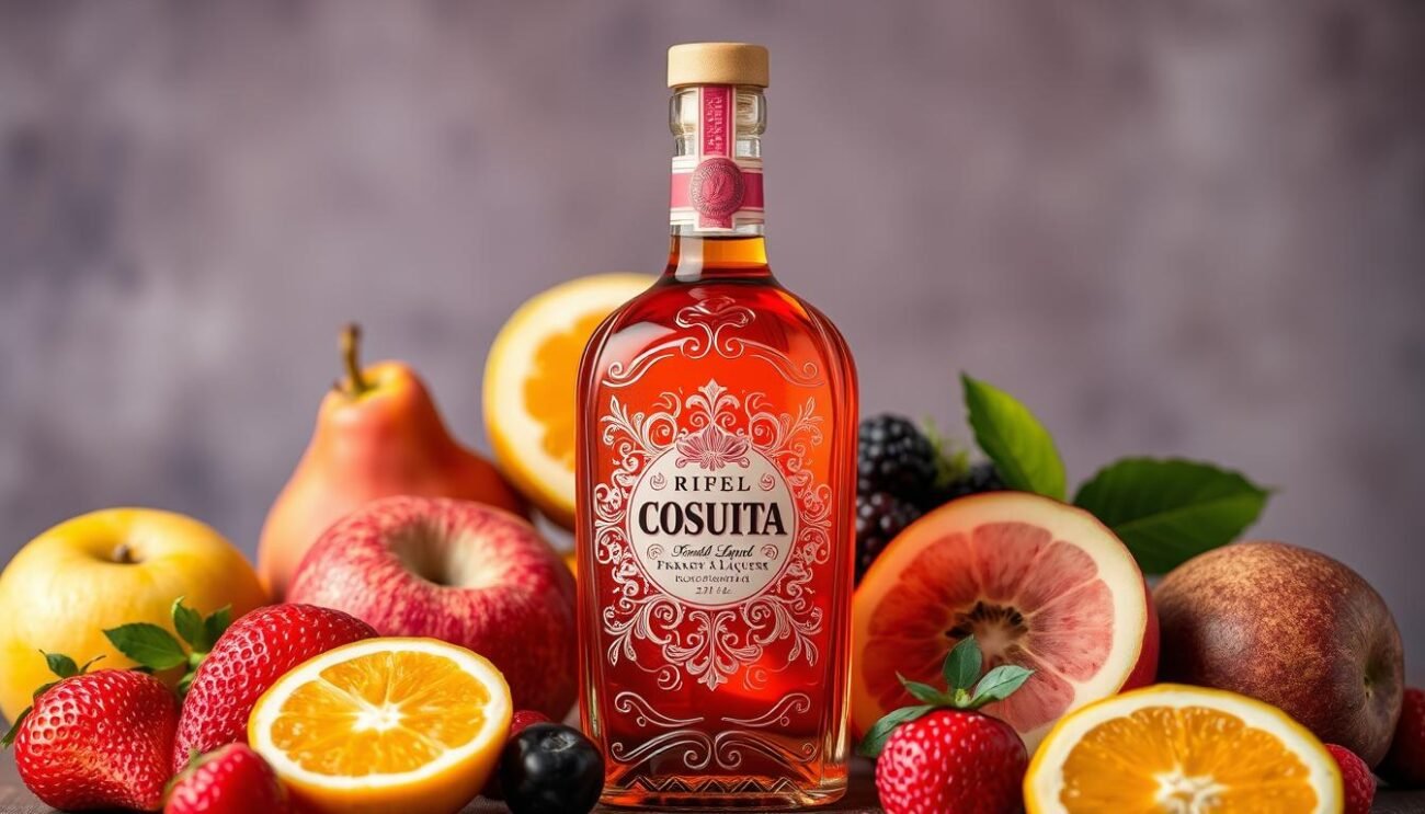 Genera un'immagine di un liquore a base di frutta