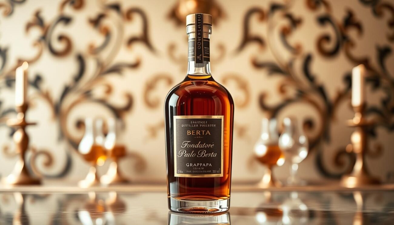 Immagina una bottiglia di grappa "Riserva del Fondatore Paolo Berta" delle Distillerie Berta, con il suo elegante design e la sua etichetta raffinata. Immagina una bottiglia di grappa "Riserva del Fondatore Paolo Berta" delle Distillerie Berta, con il suo elegante design e la sua etichetta raffinata.