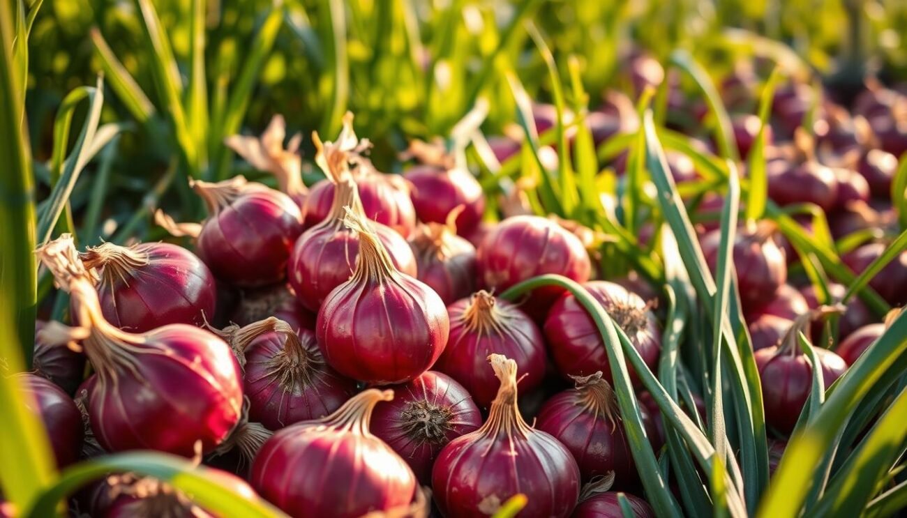 A bountiful harvest of plump, ruby-red Tropea onions, their vibrant hues glistening under the warm Mediterranean sun. Nestled among the verdant fields, these iconic bulbs stand tall, their delicate leaves unfurling to reveal their sweet, earthy essence. A close-up perspective showcases the intricate textures and layers, inviting the viewer to imagine the aroma and flavors that will soon infuse the simmering Licurdia Calabrese stew. The scene is bathed in a soft, golden light, capturing the rustic charm and authenticity of this beloved regional dish. Effortlessly capturing the essence of the "Gli Ingredienti Autentici della Licurdia", this image pays homage to the simple yet profound ingredients that make this Calabrian delicacy so beloved. A bountiful harvest of plump, ruby-red Tropea onions, their vibrant hues glistening under the warm Mediterranean sun. Nestled among the verdant fields, these iconic bulbs stand tall, their delicate leaves unfurling to reveal their sweet, earthy essence. A close-up perspective showcases the intricate textures and layers, inviting the viewer to imagine the aroma and flavors that will soon infuse the simmering Licurdia Calabrese stew. The scene is bathed in a soft, golden light, capturing the rustic charm and authenticity of this beloved regional dish. Effortlessly capturing the essence of the "Gli Ingredienti Autentici della Licurdia", this image pays homage to the simple yet profound ingredients that make this Calabrian delicacy so beloved.