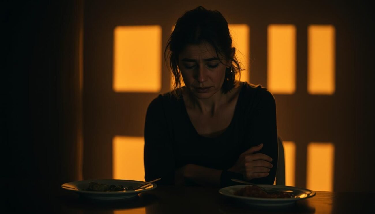 A dimly lit room, shadows cast across a tired face. A woman sits, shoulders slumped, her expression one of fatigue and concern. Beside her, a plate of untouched food, a symbol of the lack of nourishment her body craves. The air is heavy, mirroring the heaviness in her heart as she grapples with the consequences of iron deficiency. Warm lighting bathes the scene, creating a somber, introspective atmosphere, urging the viewer to empathize with her struggle. This image captures the physical and emotional toll of "carenza di ferro," a condition that robs vitality and energy, leaving the sufferer feeling trapped in a cycle of exhaustion. A dimly lit room, shadows cast across a tired face. A woman sits, shoulders slumped, her expression one of fatigue and concern. Beside her, a plate of untouched food, a symbol of the lack of nourishment her body craves. The air is heavy, mirroring the heaviness in her heart as she grapples with the consequences of iron deficiency. Warm lighting bathes the scene, creating a somber, introspective atmosphere, urging the viewer to empathize with her struggle. This image captures the physical and emotional toll of "carenza di ferro," a condition that robs vitality and energy, leaving the sufferer feeling trapped in a cycle of exhaustion.