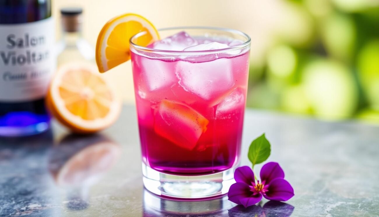 Genera un'immagine dell'Aviation Cocktail con Liquore alla Viola