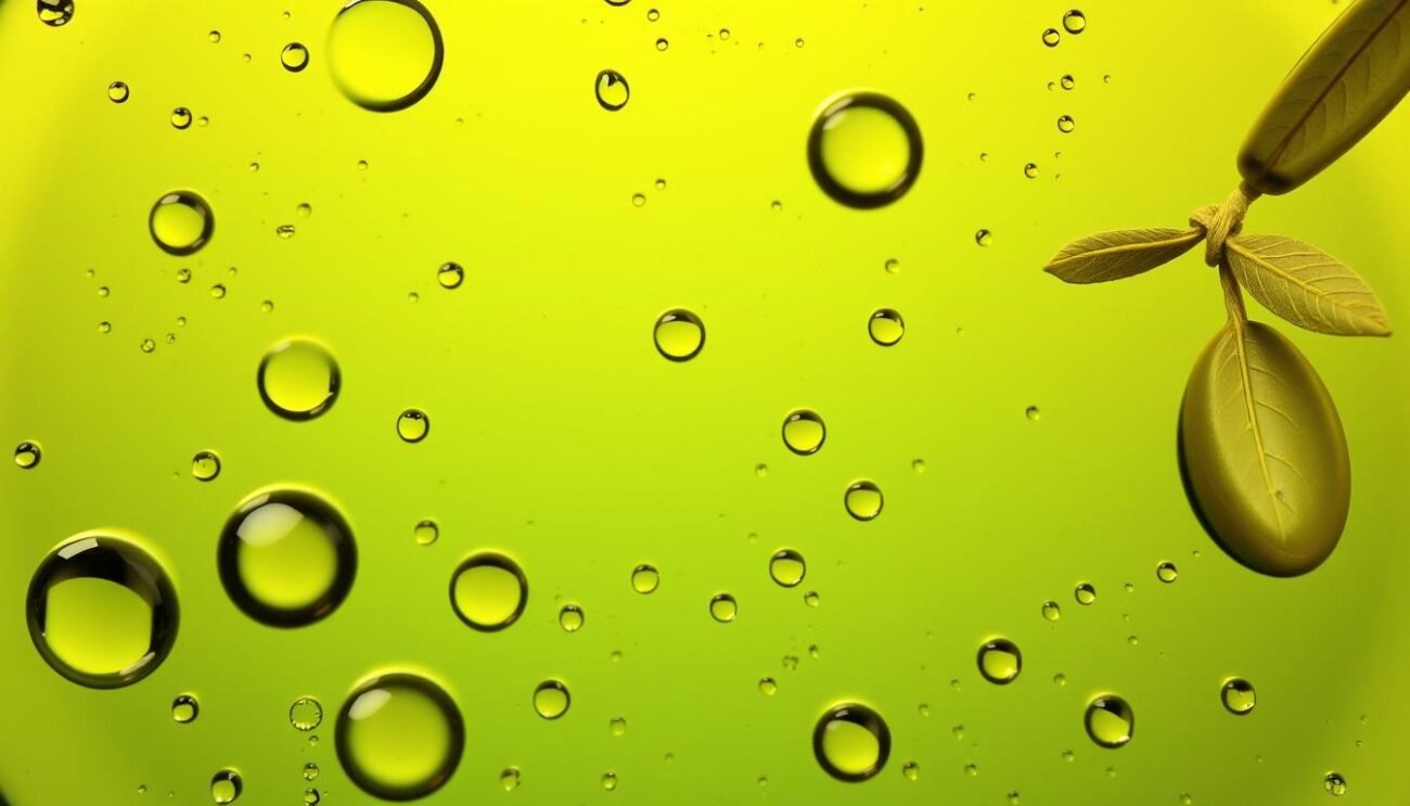 Genera un'immagine dell'olio extravergine di oliva lucano con un colore dorato e verde intenso