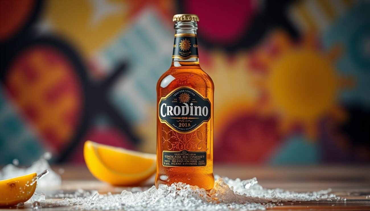 Genera un'immagine di una bottiglia di Crodino