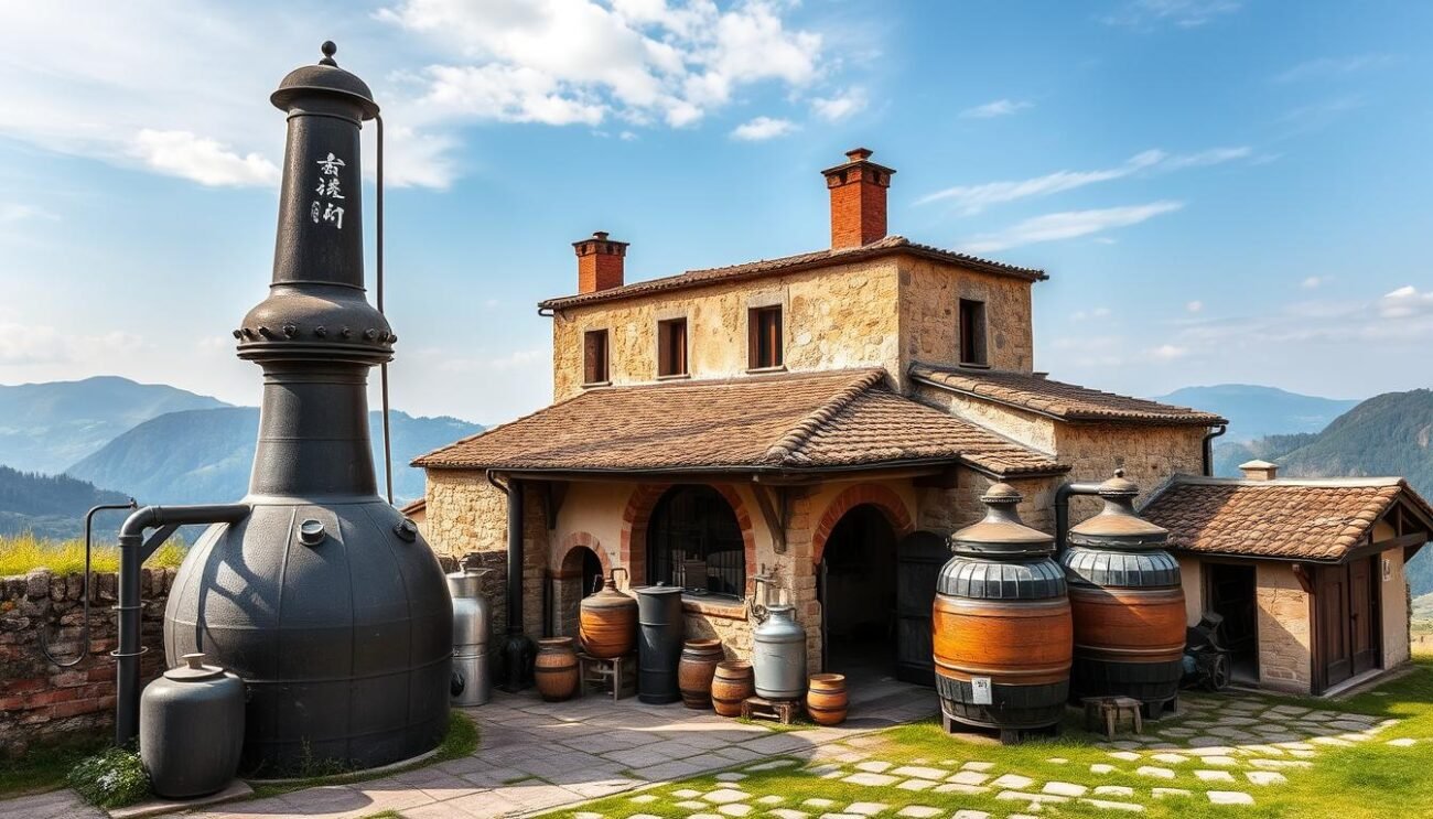 Immagine di un'antica distilleria di Baijiu in Italia
