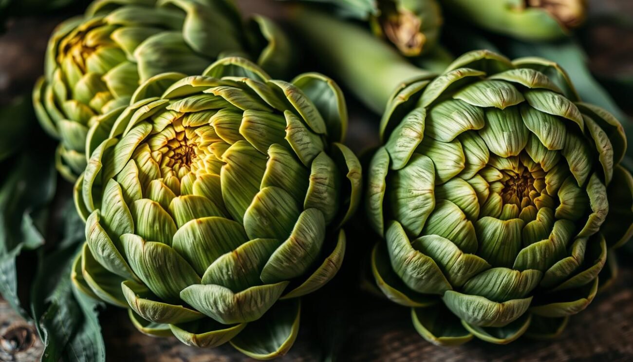 A close-up shot of fresh, plump artichokes (carciofi) nestled on a rustic wooden table. The artichokes are a vibrant green with delicate, finely textured leaves unfurling outward. Soft, diffused lighting casts gentle shadows, highlighting the intricate patterns and curves of the artichoke heads. The scene exudes a sense of springtime abundance and culinary inspiration, perfectly complementing the title "Consigli per una Riuscita Perfetta" (Tips for a Perfect Success). The artichokes are the focal point, inviting the viewer to imagine the culinary possibilities of this versatile ingredient.