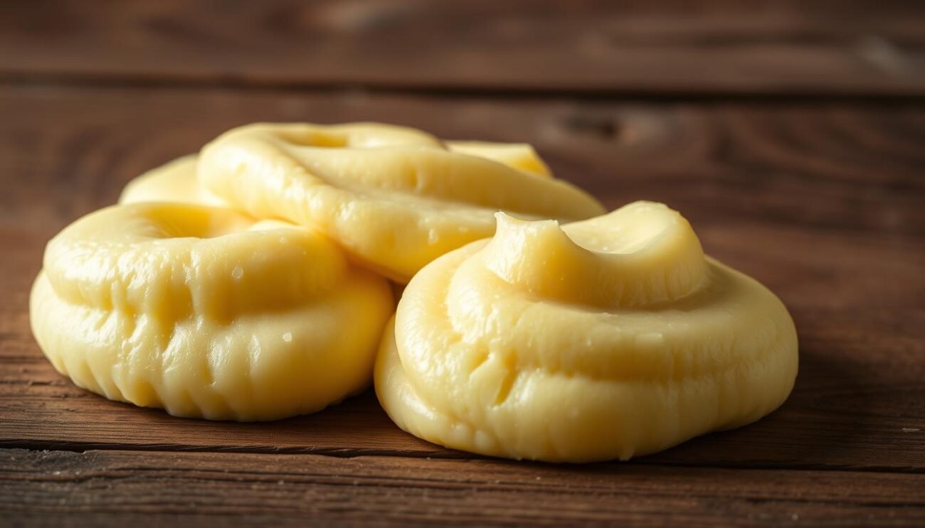 A delicate and creamy polenta bianca, freshly prepared with care, its smooth texture and subtle flavor perfectly complementing the richness of the Fegato alla Veneziana. Soft, velvety mounds of the polenta are arranged elegantly on a rustic wooden surface, illuminated by warm, natural lighting that accentuates its inviting golden hue. The polenta's simple yet refined presentation reflects the timeless culinary traditions of Venice, where this classic pairing has delighted palates for generations. The image evokes a sense of authentic Italian homestyle cooking, capturing the essence of this quintessential side dish that elevates the Fegato alla Veneziana experience. A delicate and creamy polenta bianca, freshly prepared with care, its smooth texture and subtle flavor perfectly complementing the richness of the Fegato alla Veneziana. Soft, velvety mounds of the polenta are arranged elegantly on a rustic wooden surface, illuminated by warm, natural lighting that accentuates its inviting golden hue. The polenta's simple yet refined presentation reflects the timeless culinary traditions of Venice, where this classic pairing has delighted palates for generations. The image evokes a sense of authentic Italian homestyle cooking, capturing the essence of this quintessential side dish that elevates the Fegato alla Veneziana experience.