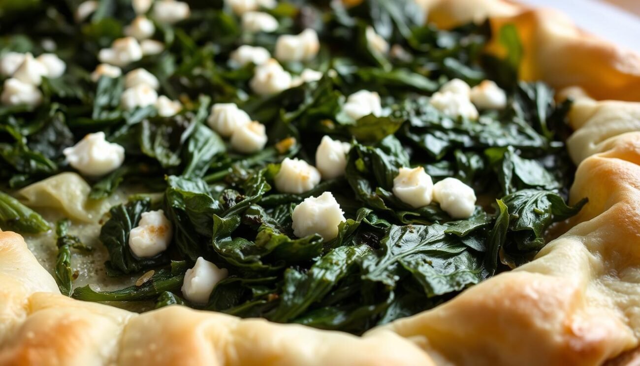 A delicate and flaky sfoglia sottile (thin pastry sheet) is the foundation of the Torta Pasqualina, a traditional Italian Easter pie. Baked to a golden hue, the sfoglia should be paper-thin yet sturdy enough to support the filling of sautéed Swiss chard and creamy ricotta. Capture the intricate layers of this handcrafted pastry, illuminated by soft, natural lighting that casts gentle shadows, highlighting the intricate folds and textures. Showcase the sfoglia in the foreground, seamlessly blending with the midground filled with the lush, vibrant greens of the chard and the creamy white of the ricotta. The background should convey a sense of rustic, Italian charm, with perhaps a glimpse of a kitchen counter or wooden table, creating a cohesive and appetizing composition. A delicate and flaky sfoglia sottile (thin pastry sheet) is the foundation of the Torta Pasqualina, a traditional Italian Easter pie. Baked to a golden hue, the sfoglia should be paper-thin yet sturdy enough to support the filling of sautéed Swiss chard and creamy ricotta. Capture the intricate layers of this handcrafted pastry, illuminated by soft, natural lighting that casts gentle shadows, highlighting the intricate folds and textures. Showcase the sfoglia in the foreground, seamlessly blending with the midground filled with the lush, vibrant greens of the chard and the creamy white of the ricotta. The background should convey a sense of rustic, Italian charm, with perhaps a glimpse of a kitchen counter or wooden table, creating a cohesive and appetizing composition.