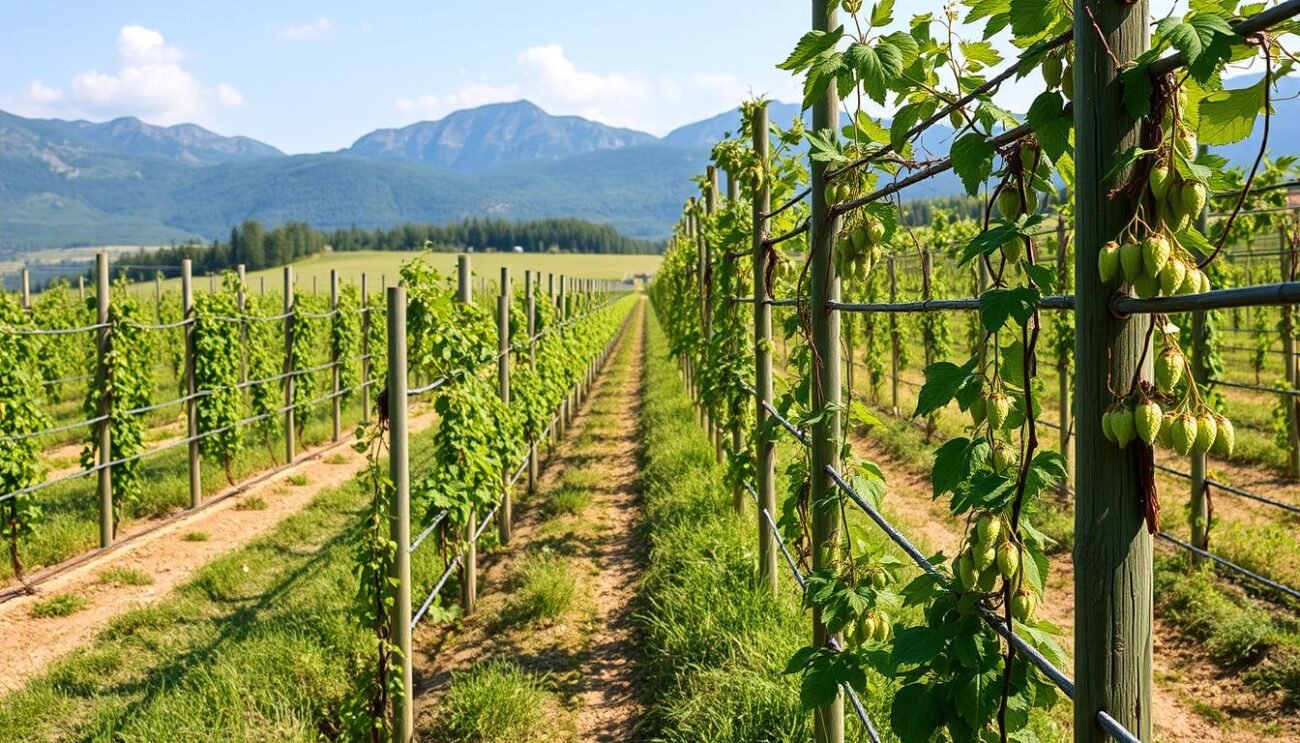 Coltivazione di luppolo italiano per birra artigianale