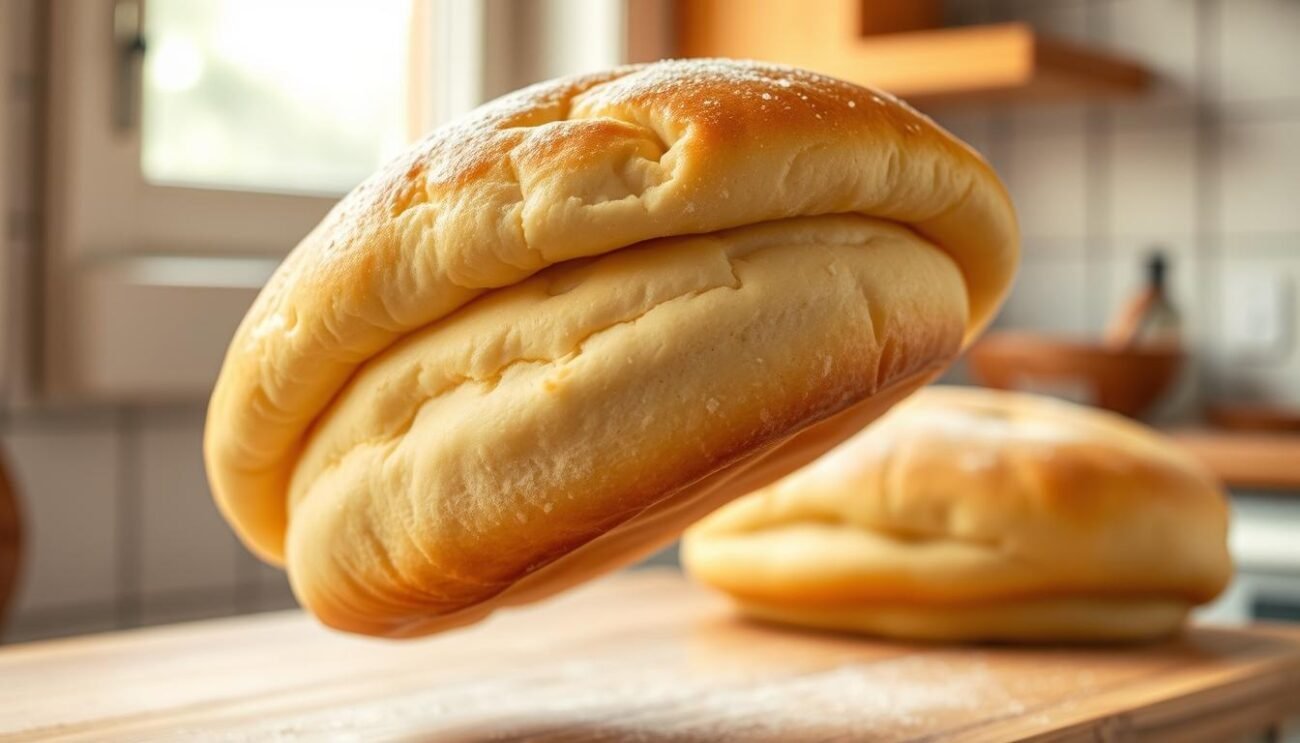 Perfectly risen, golden-brown baked goods float effortlessly in a warm, cozy kitchen. Soft, fluffy dough gently expands, revealing delicate layers and a mouthwatering aroma. Precise measurements of yeast, flour, and other leavening agents create an intricate dance of chemical reactions, resulting in an impeccable rise. Warm lighting from a nearby window casts a gentle glow, highlighting the delicate crumb and crisp crust. Captured with a high-resolution lens, this image showcases the science and art of perfect proofing, a critical step in achieving baking excellence.