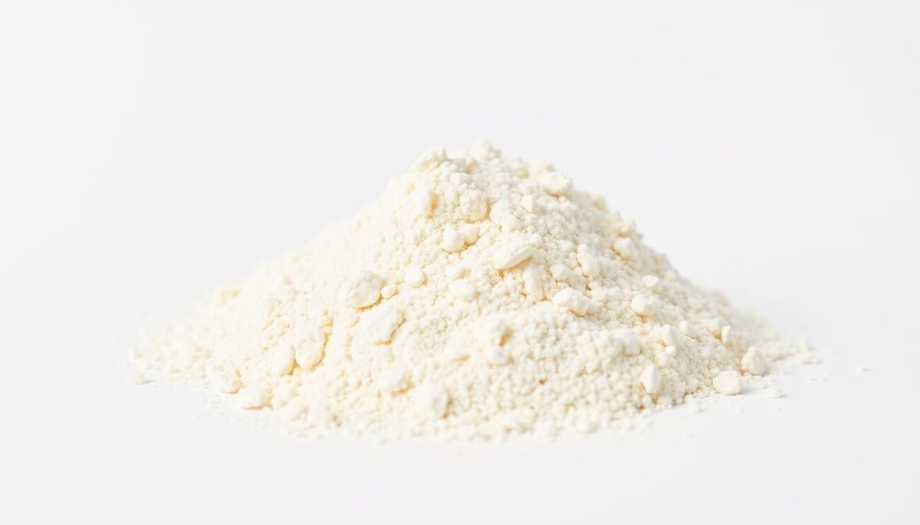 A close-up photograph of a pile of finely ground almond flour, known as "farina di mandorle", displayed against a bright white background. The flour appears delicate and silky, with a soft, creamy color and a slightly textured surface. The lighting is soft and diffused, creating a gentle, natural-looking glow that highlights the flour's fine, powdery consistency. The composition is centered and uncluttered, allowing the viewer to focus on the unique properties and visual qualities of this traditional Italian baking ingredient. A close-up photograph of a pile of finely ground almond flour, known as "farina di mandorle", displayed against a bright white background. The flour appears delicate and silky, with a soft, creamy color and a slightly textured surface. The lighting is soft and diffused, creating a gentle, natural-looking glow that highlights the flour's fine, powdery consistency. The composition is centered and uncluttered, allowing the viewer to focus on the unique properties and visual qualities of this traditional Italian baking ingredient.
